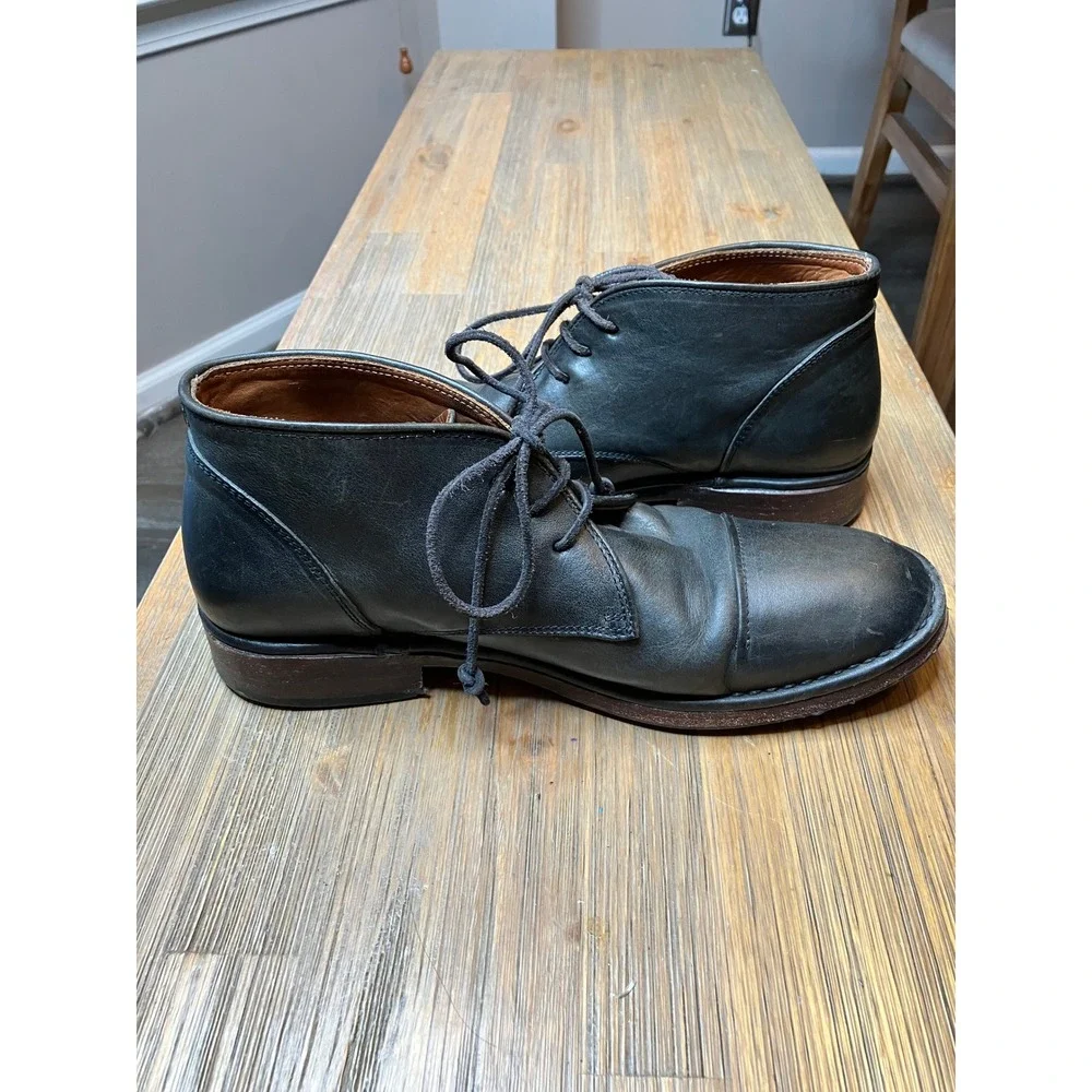 John Varvatos Allen Chukka‎ Boot Lace Up Cap Toe Black Leather Size 8.5